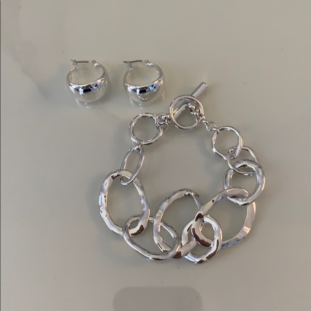 Chloe and Isabel silver earring and bracelet set